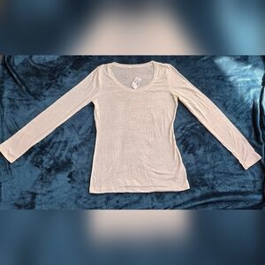 Maurices Cream Long Sleeve Women's Top